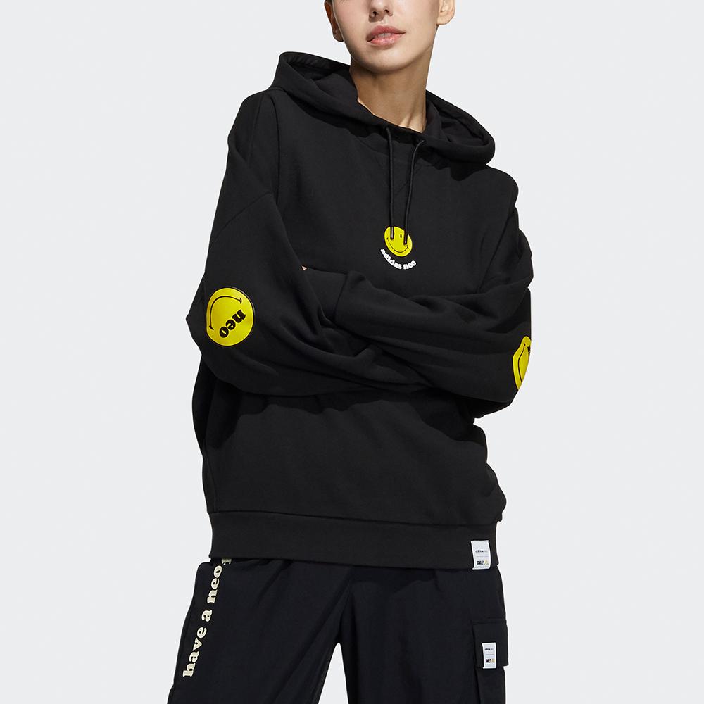 Adidas Neo X Smiley Collaboration Womens Csmly Sweatshirt With Smiley Logo Print Women Sweatshirt Black HE7951