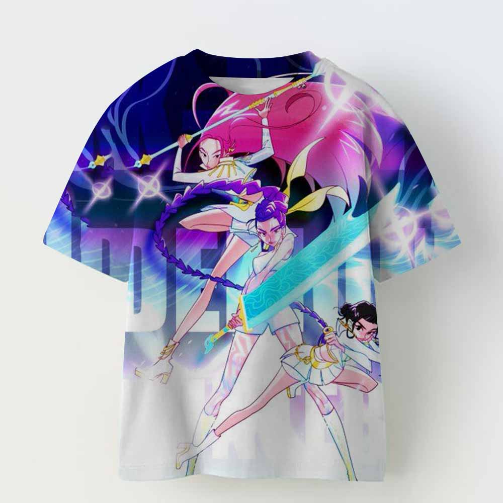 Ropa para niños Kpop Cazador de Demonios camiseta de dibujos animados divertida Harajuku camiseta infantil genial top de verano