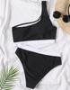 Damen-Badeanzug, Farbblock, eine Schulter, sexy, rückenfrei, hohe Taille, Bikini-Set, Strandmode, Badeanzüge