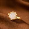 PANJBJ Anello Geometrico in Argento Sterling 925 con Giada di Hotan per Donna Ragazza Regolabile Gioielli Delicati Retrò Regalo di Compleanno Dropshipping