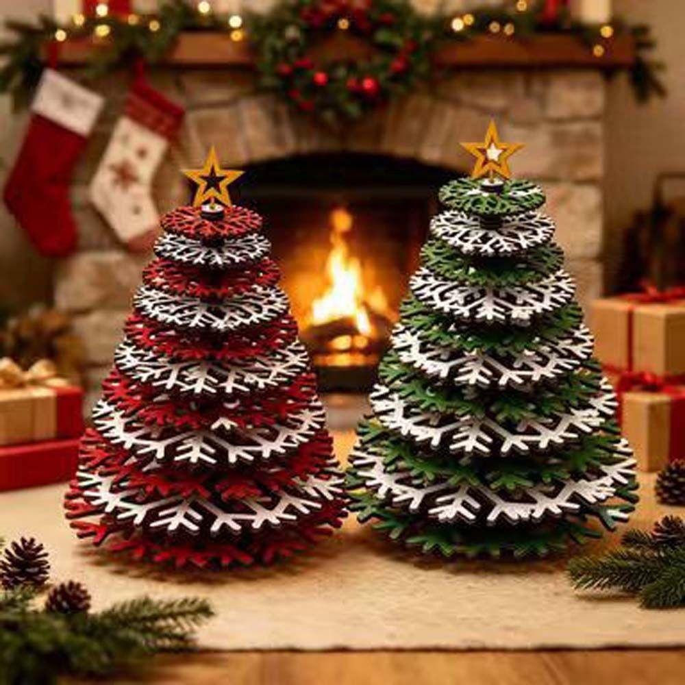 Creative Wooden Christmas Tree 3D Christmas Tree Statue Christmas Tree Ornament Holiday Decor