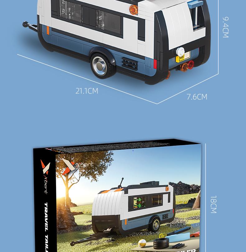 Brick Joy Engineering Series RV Trailer Building Blocks Toy Car Model