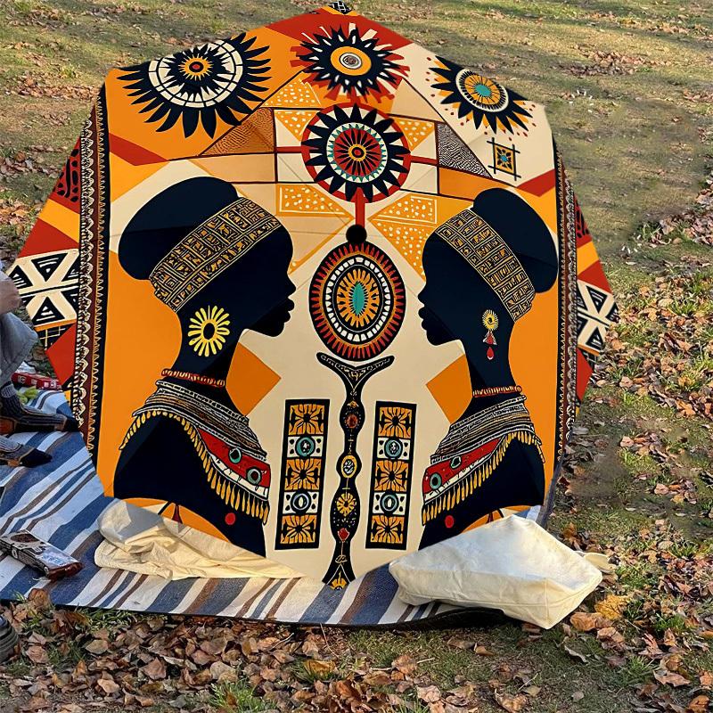 1PC African patterns Umbrella-8-Rib Reinforced, Automatic Open, Lightweight & Durable, Cute Fashion Accessory for Outdoor-Y0313