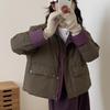 Cappotto invernale in cotone spesso e largo in stile coreano da donna con collo alto