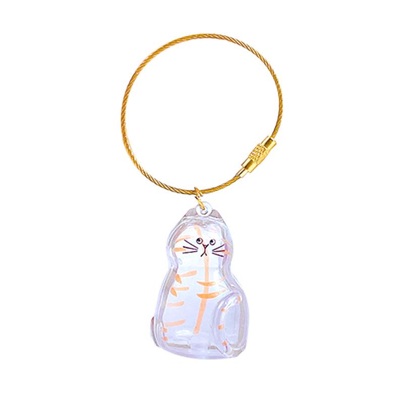 Blue Transparent Cat Hair Gashapon Keychain Storage Capsule