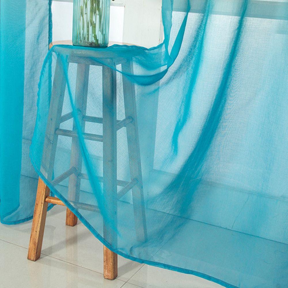 1Pair Pole Piercing Rainbow Gradient Curtain Polyester Bedroom Curtain Bedroom