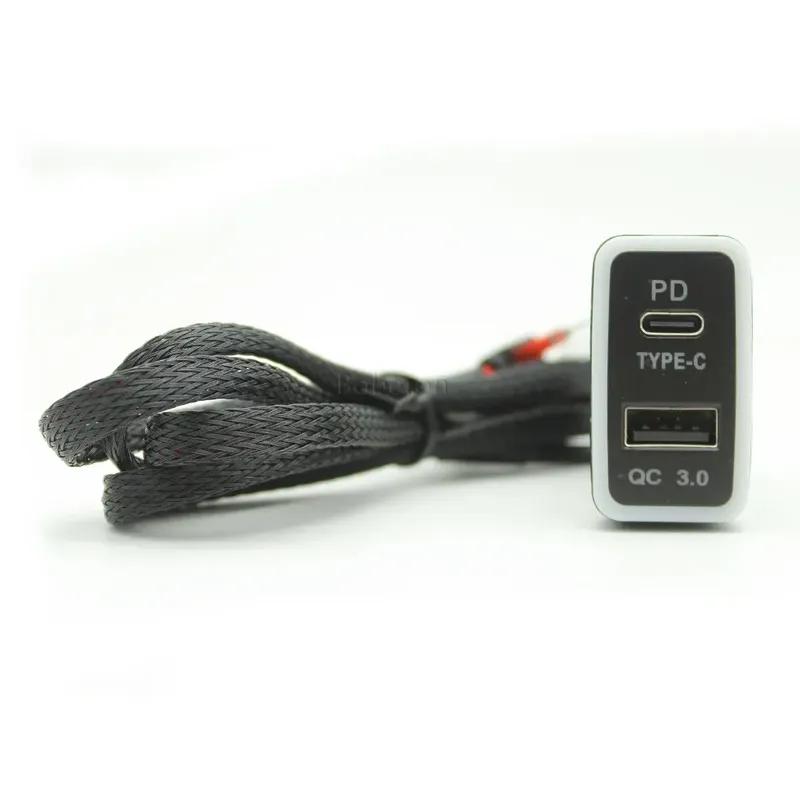 Auto TYPE-C PD QC3.0 USB Interface Dual Socket Port Charger Using For Toyota Tacoma Land Cruiser Reiz Hilux Prado 120 FJ CRUISE