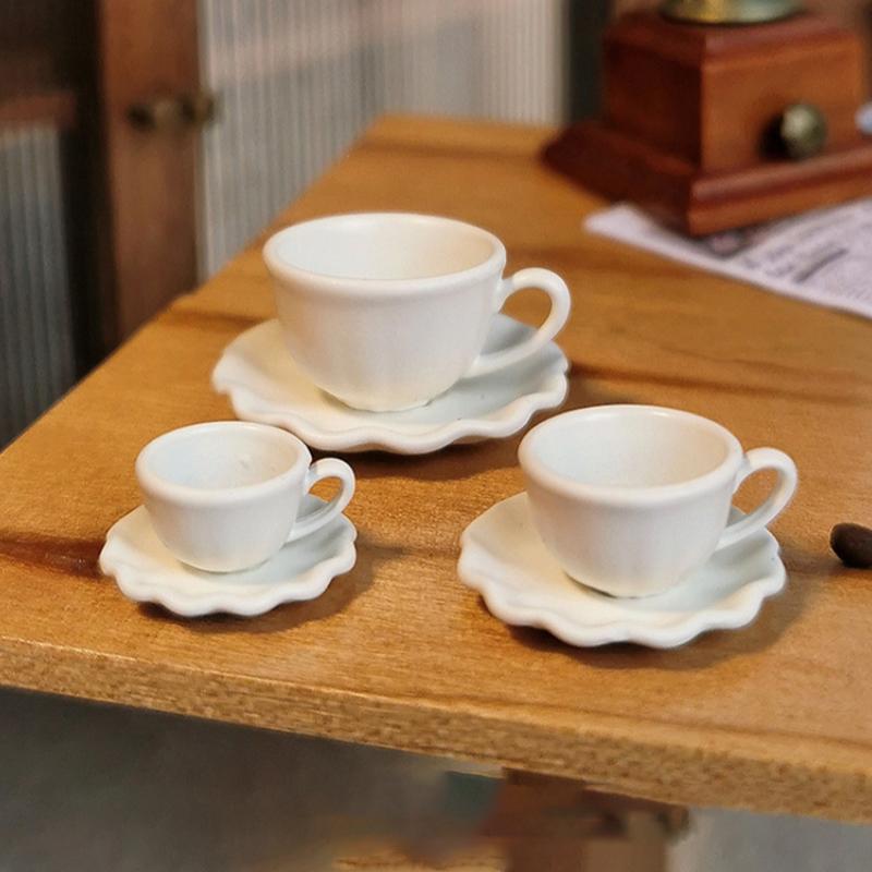 2Pcs Mini Cup Drinks Model Toys Miniature Dollhouse Dessert Latte Coffee Mug Dish Set Doll Accessories Kids Gift