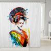 Boys Girls Japan Style Shower Curtain Japanese Geisha Bath Curtain Cherry Blossoms Bathroom Accessories Kids Teens