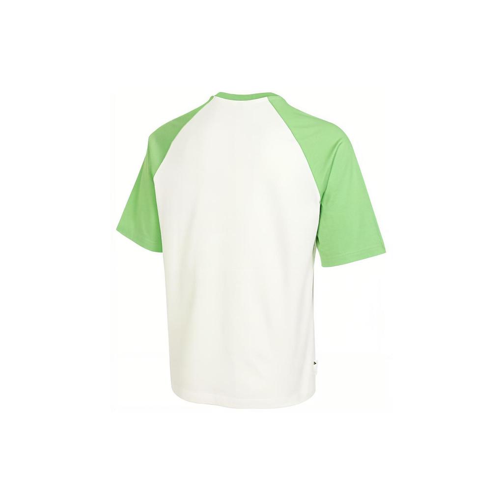 adidas Alphabet-Print Kontrast-Patchwork Rundhals Sport Kurzarm T-Shirt Herren Oberteile Leuchtend-Grün JI6855