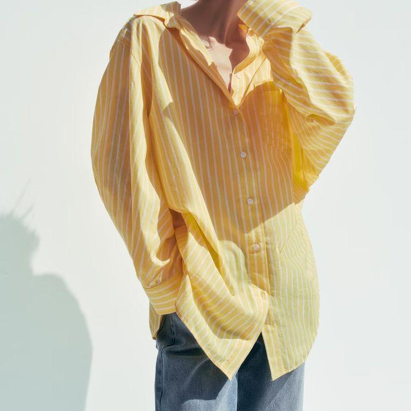 Za Autumn/Winter New Arrivals Women's Clothing Zr European and American Style Fashionable Versatile Loose Batwing Sleeve Striped Shirt 2020458