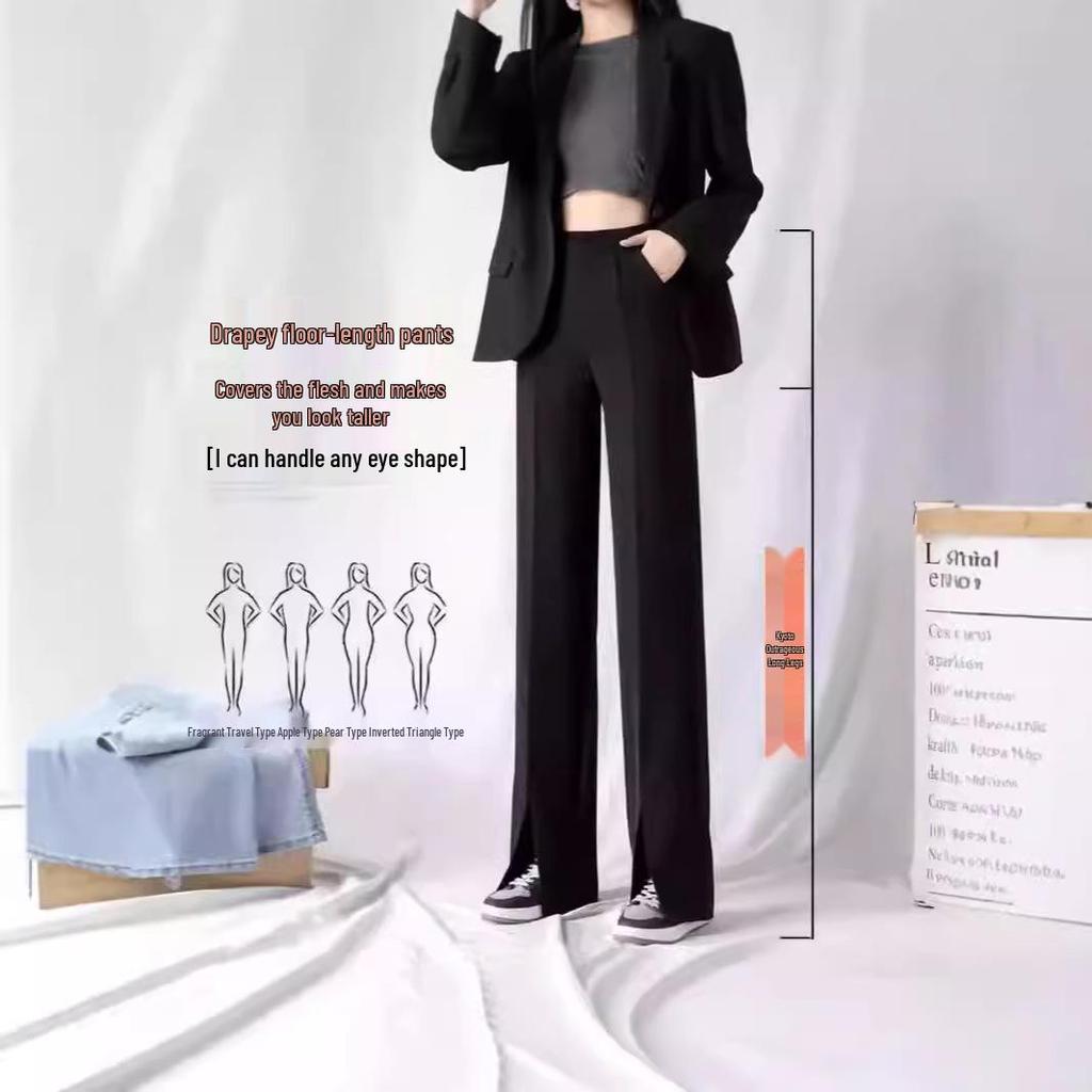 2024 Herbst Damen High-Waist Micro Flare Weitbein Schlitz Anzughose - Vielseitig, Schlankmachend, Lässige Hose