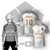 Anime Blue Lock Kaiser Koszulka Piłkarska Drukowana 3D, Koszulka Sportowa z Krótkim Rękawem, Oddychający Top Treningowy do Sportu Codziennego