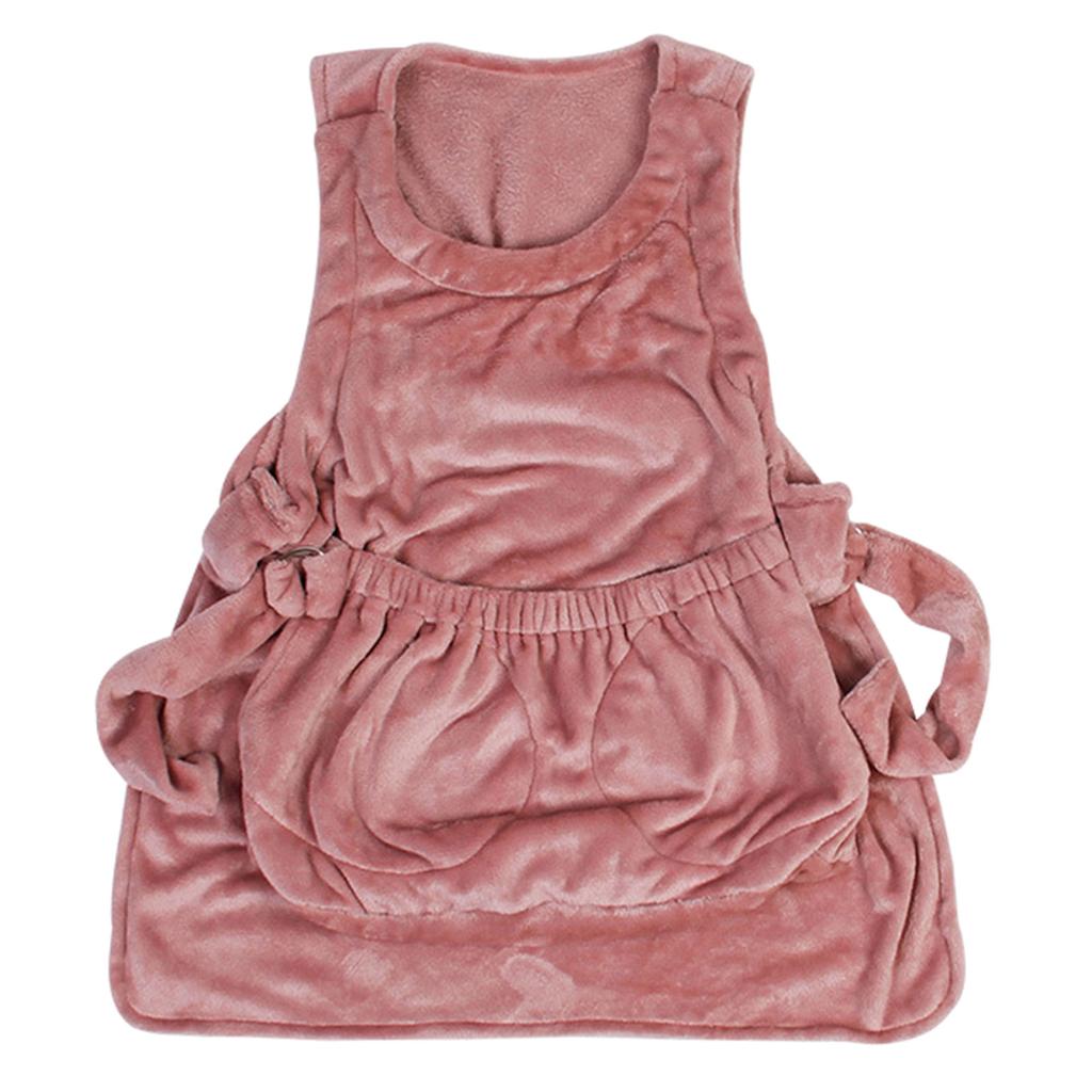 Lovely Shoulder Carry Soft Breathable Pet Apron Indoors Indoors Coral Velvet Apron with Pocket Cute Pink/White