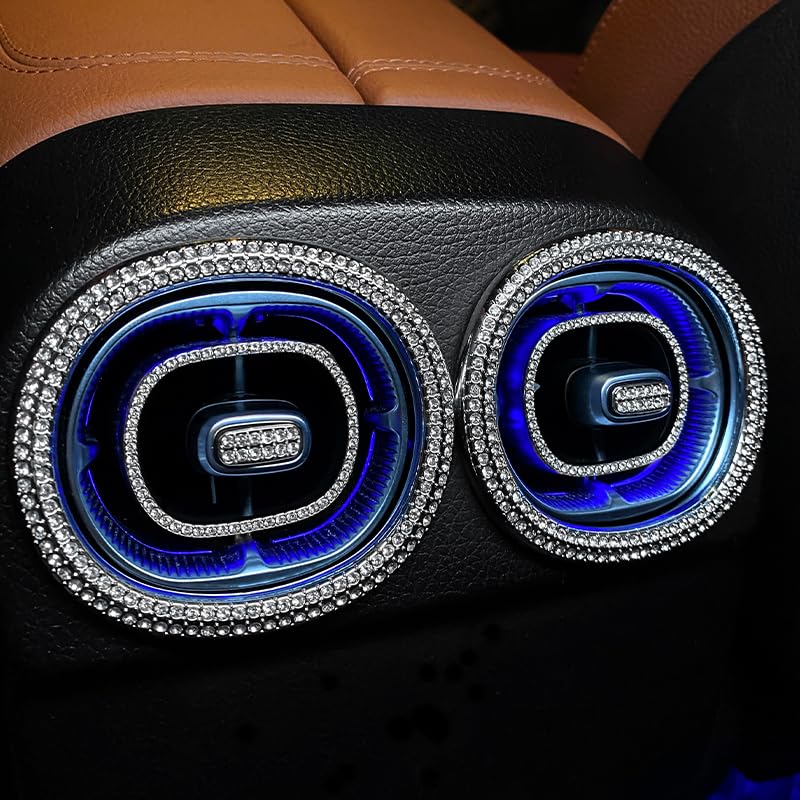 

ONGOXD Metal Crystal Diamond Steering Wheel Emblem Air Vent Ring Decorative Cover for W206 GLC Interior Custom Parts Rear Air Vent & Mercedes-Benz