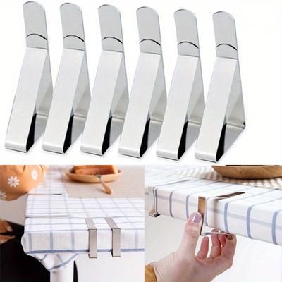 6Pcs Stainless Steel Tablecloth Clamps Wedding Promenade Table Cover Holder Clip Promenade/Round Board Stable Clips Supplies