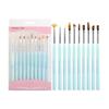 Laser Blue Hexagonal 10-Piece Nail Art Brush Set for Outlining, Lines, and Floral Designs