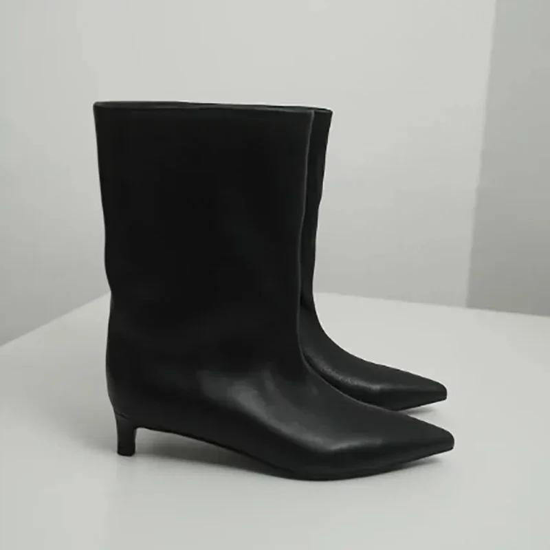 

Дизайнерские женские ботильоны на низком каблуке, модные туфли для танцев и выпускного вечера, лаконичные короткие ботильоны без застежек 40 чёрный