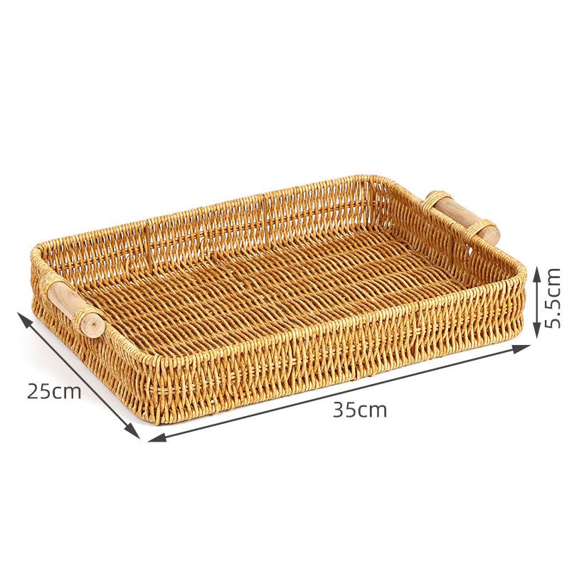 Wicker Tray Rectangular Rattan Tray for Fruit, Food Storage & Decoration – Essential for Home, Kitchen, Restaurant
