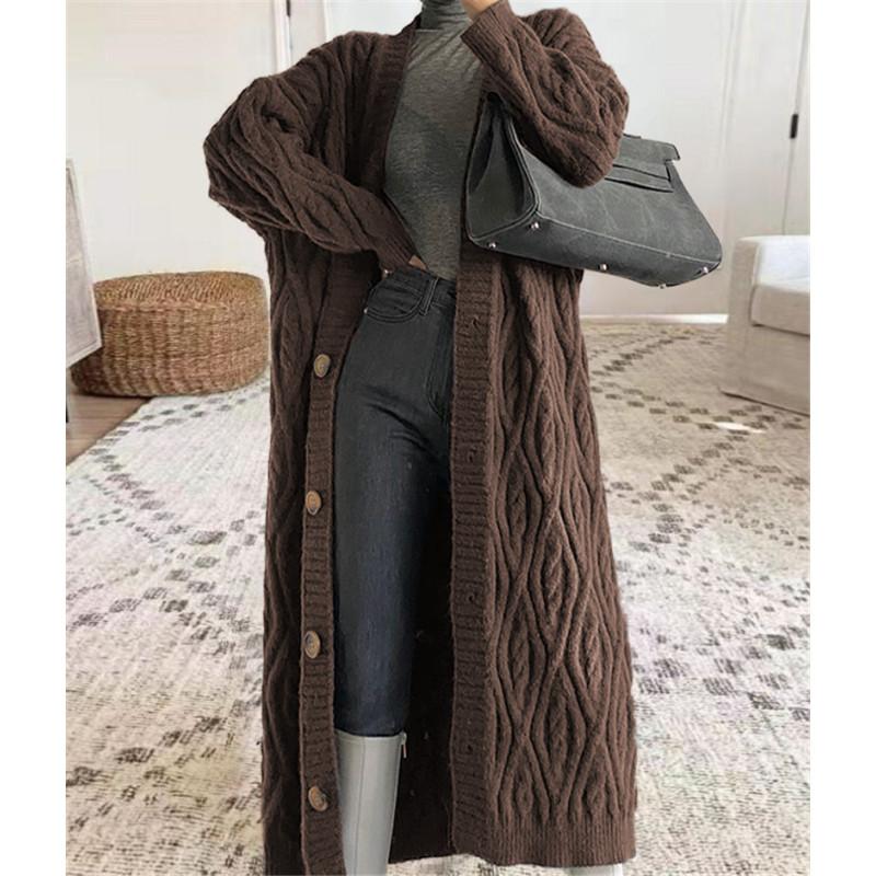 

Tooxika осень и зима новый ленивый стиль ретро длинный свободный вязаный кардиган куртка для женщин XL