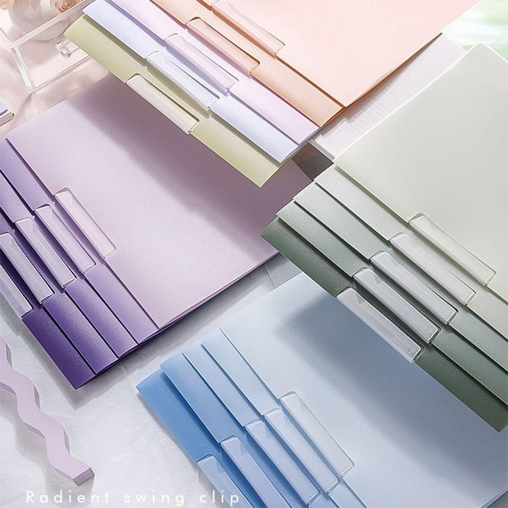 

5PCS/Set Swinging Clip Test Paper Storage Clip Gradient Color Contract Storage Folder School Office 02