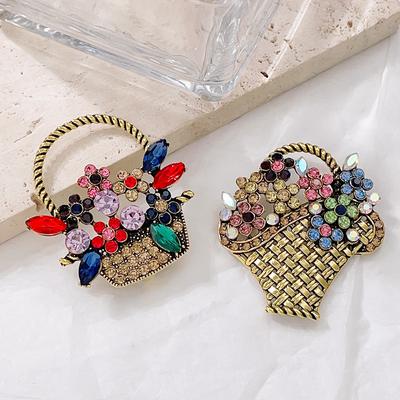Strass Blumenkorb Broschen Frauen Schönheit Funkelnde Blume Hochzeiten Party Kausalen Brosche Pins Geschenke