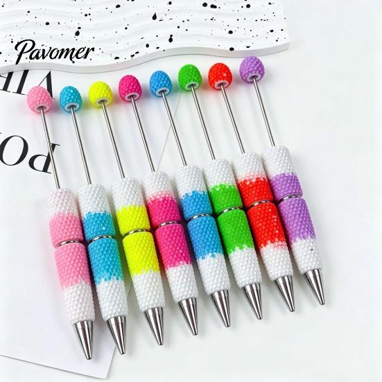 Creative Writing Supplies DIY Beadable Pen, Colorful Fancy Beaded Crafting Ballpoint Craft Pens for Adults Gift Students, Party Favors, Office