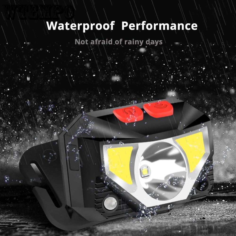Led Induction Headlight Strong Light Rechargeable Headwear Night Running Fishing Mini Cob Small Head Lamp