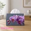 1pc 2D Flat Printed 17.78X10.92X12.95cm Tissue Box Purple Orchid Flower Branch Close-Up Suitable for Home, Office, Vehicle, And Party Settings CC608L0