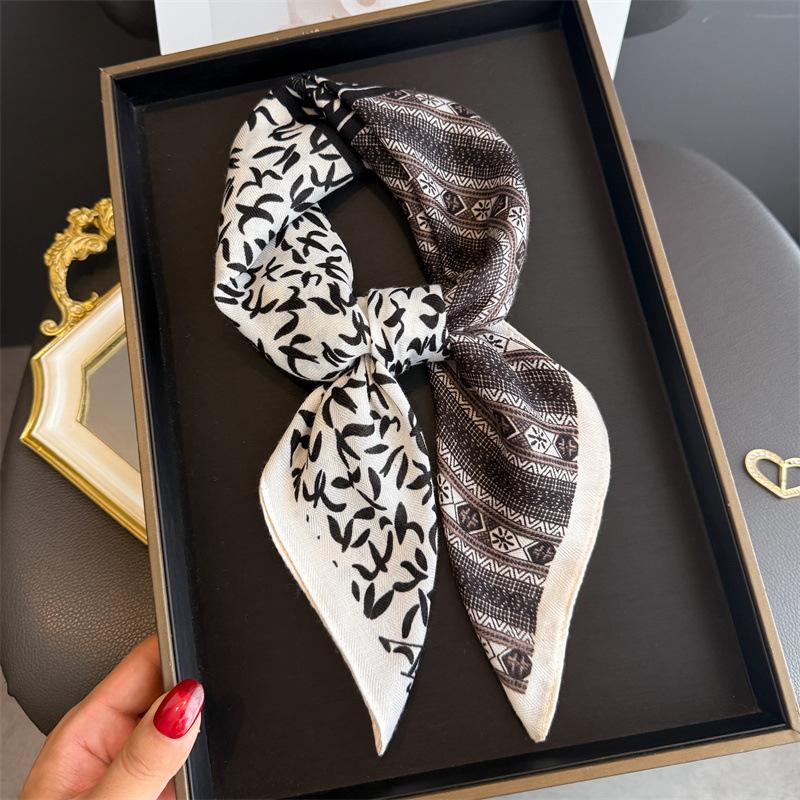 Cashew Print Female Neck Scarf Cotton Linen Feeling Women Square Hair Scarves Foulard Head Band Shawls Wraps Neckerchief Bandana