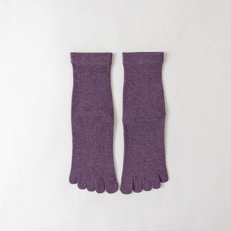Unisex All-Season Cotton Split-Toe Five-Finger Socks - Breathable, Solid Color, Mid-Tube for Sports and Leisure.