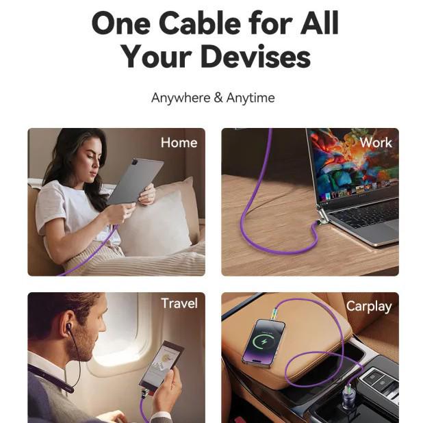 Light Column Multi-Functional 7-Color 4-in-1 Fast Charging Cable for Huawei & Apple 15 PD