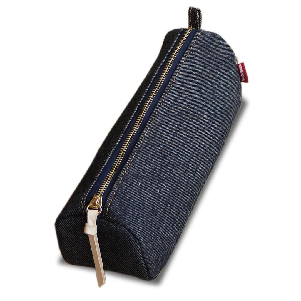NeedNetwork Pouch Small Item Holder Japan Proud Denim Pen Case Makeup Pencil Box Zipper Fastener Large Capacity Indigo Blue