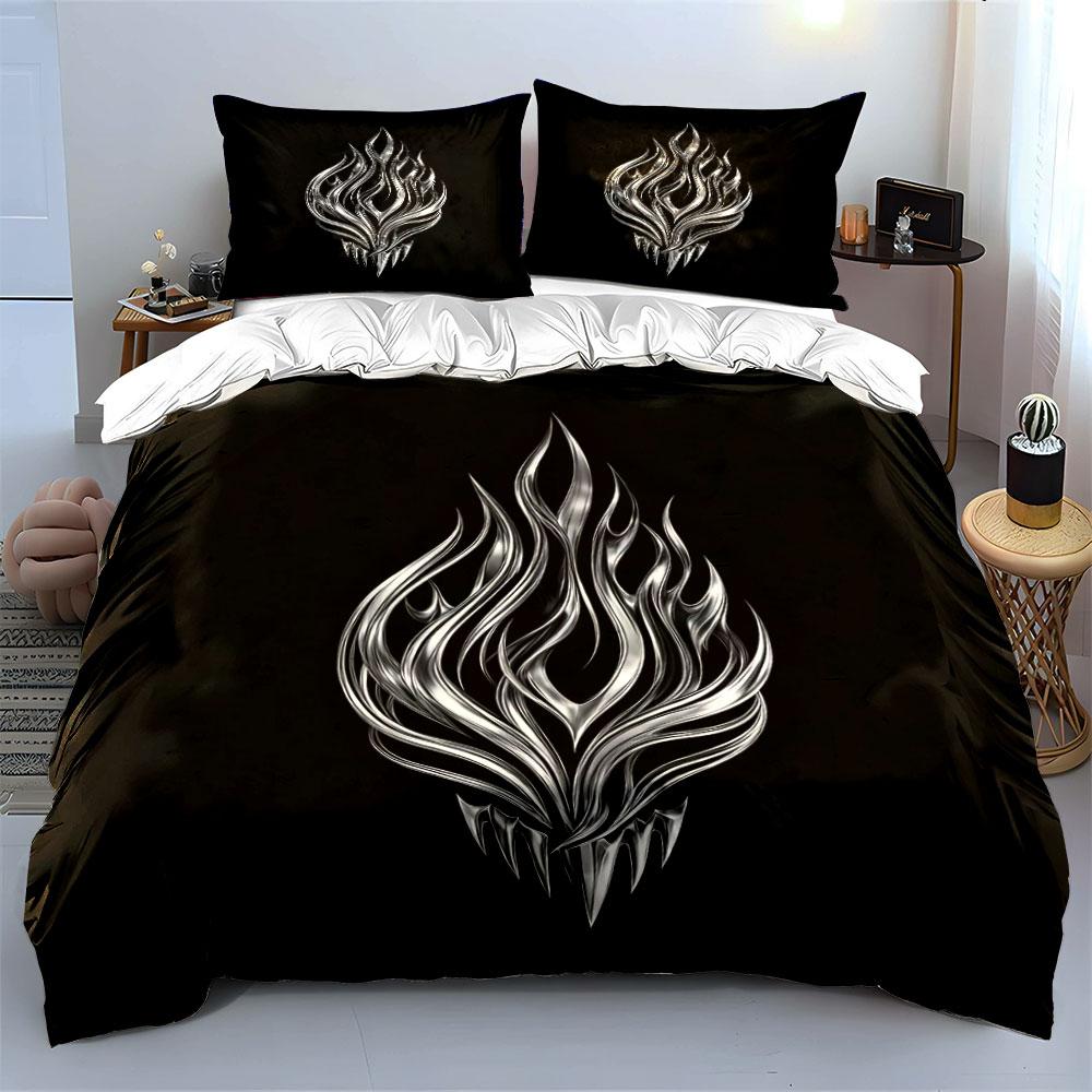 Set Design Fiamma Argentata Morbido Confortevole Copripiumino Set Biancheria da Letto Incluso 1*Copripiumino & 2*Federe, Regalo
