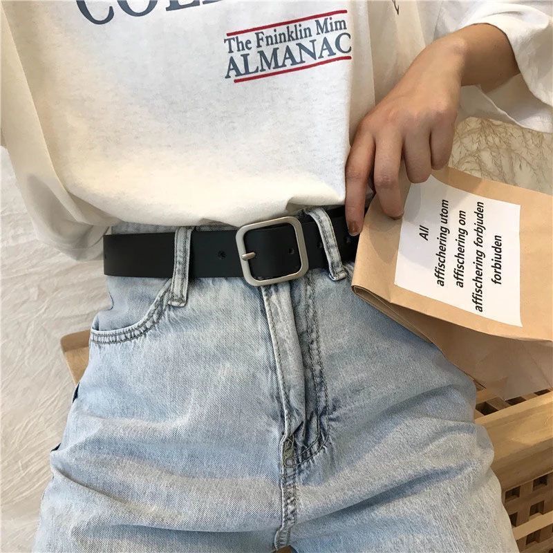 Casual Modern Pu Belt Featuring Sleek Square Buckle For Students And Fashion Enthusiasts