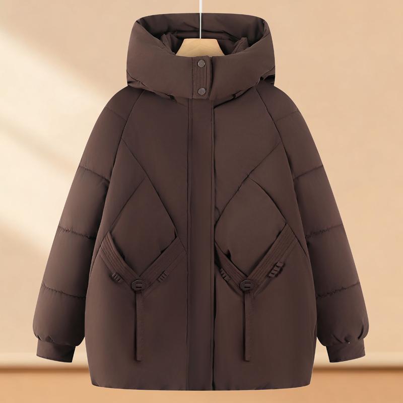 

Жіночі зимові пальто великих розмірів 4XL-8XL для жінок середнього віку, елегантні парки оверсайз з капюшоном, теплі та товсті 5XL коричневий