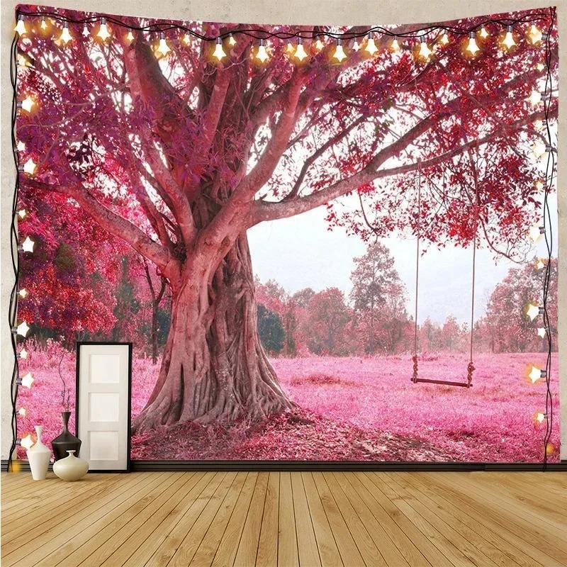 Garden Botanical Floral Tapestry Nature Scenery Tapestry Landscape Classroom Tapestries Wall Hanging for Living Room Dorm Office