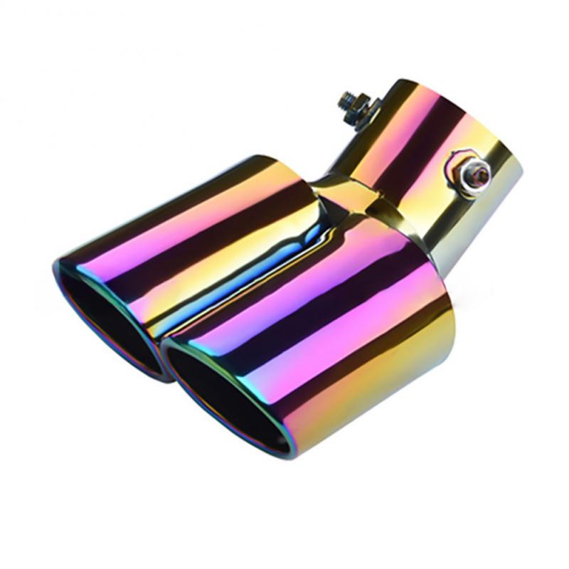 Automobile Tail Dual Outlet Exhaust Tip Stainless Steel Slant Rolled Edge Auto Muffler Modified Universal Car Exterior Supplies