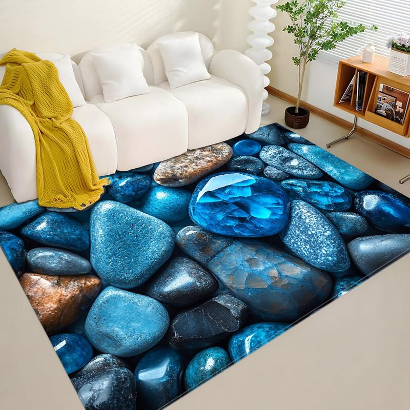 3D Stone Carpet Colorful Cobblestone Pattern Rug Bedroom Super Soft Flannel Carpet Bathroom Floor Mat