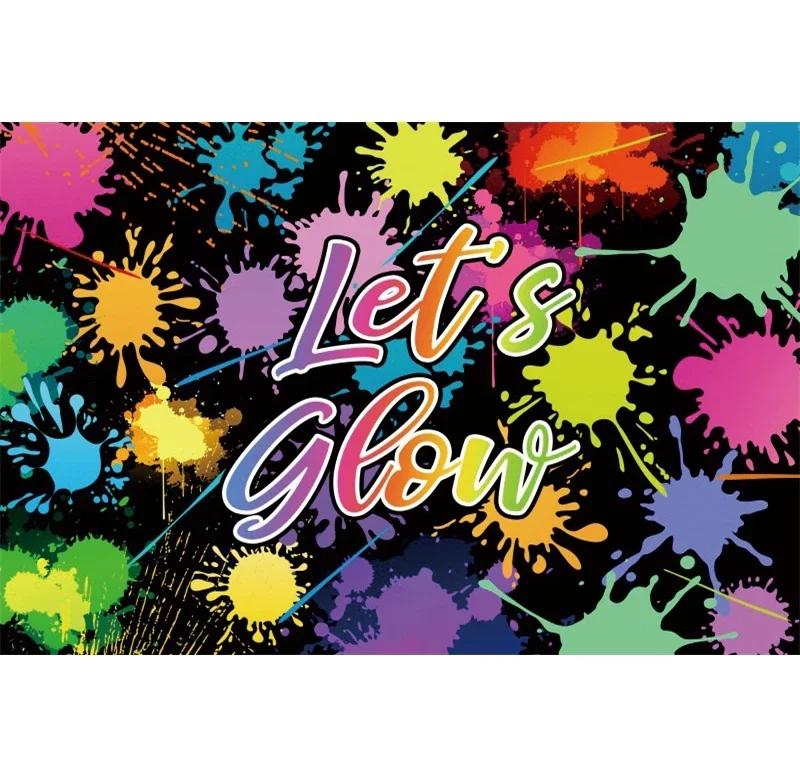 Splashing Graffiti Glow Wall Backdrop  HipHop Theme Happy Birthday Party Photography Background BannerTapestry