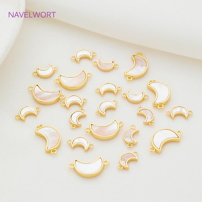 2 Sizes Shell material Crescent Moon Pendant Connectors 18K Gold Plated High Quality Pendant Crafts DIY Jewelry Making Findings