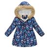 Autumn and Winter Children's Cotton Jacket Boys and Girls Fashion Printing Cartoon Big Boy Long Section Hair Collar Hooded Cotton Coat Jacket