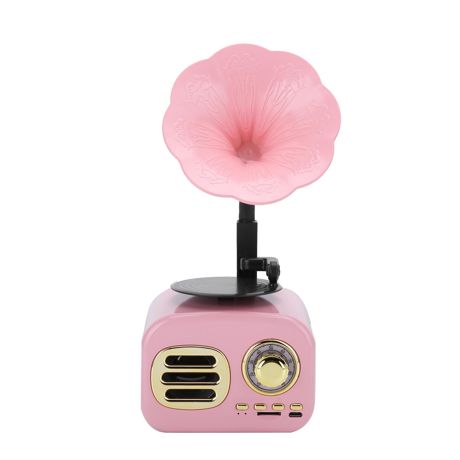 

Портативный фонограф Винтаж Ретро Bluetooth-динамик Громкоговоритель Коробка Оборудование Аксессуар Pinkish