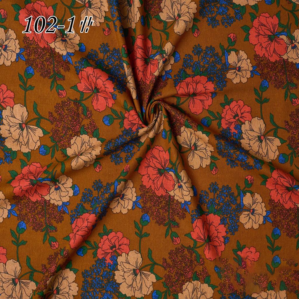 145x100cm Cotton Linen Small Floral Printed Fabric For Women's Clothing, Decorative Fabric DIY Handmade Sewing Cloth Fabric