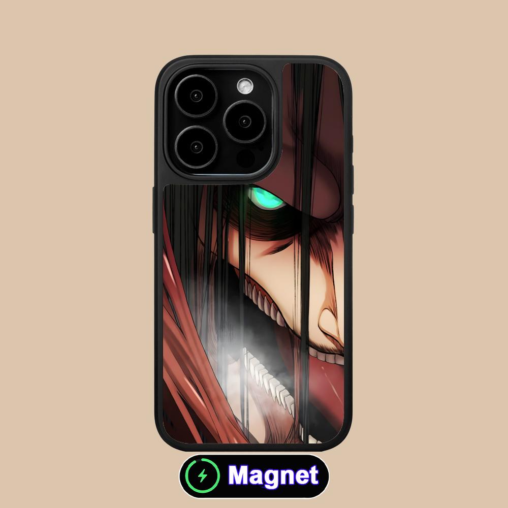 AOT Eren Yeager Matte Surface Magsafe Mobile Phone Case for iPhone 17 16 15 14 13 12 11 Air Pro Max Plus Colorful Cover
