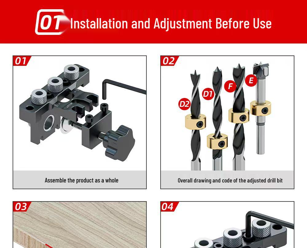 3-in-1 Woodworking Hole Puncher & Connector Tool for Furniture Installation