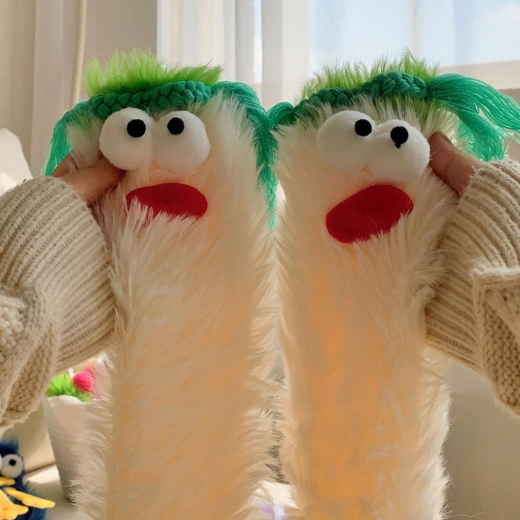 Șosete calde și confortabile cu monștri din desene animate umflate, șosete amuzante fuzzy, șosete moi de iarnă pentru dormit, șosete cu monștri din pluș din desene animate pentru fete și femei - mărime unică