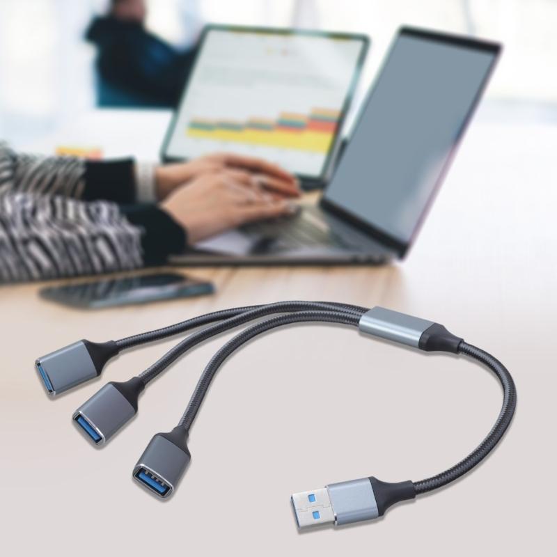Cavo Sdoppiatore USB USB2.0 Maschio a 3 Porte Femmina Cavo Estensore Multiplo per Porta USB per Trasferimento Dati Ricarica di Alimentazione