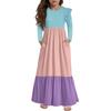 Girls' Tiered Ruffle Dress - Long Sleeve Printed Maxi With Pockets