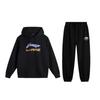 Li Ning Logo Letter Hooded Sweatshirt And Drawstring Cuffed Pants Casual Sports Suit Unisex Sweatshirt, Pants Black AWDV253-2+AKLU939-4